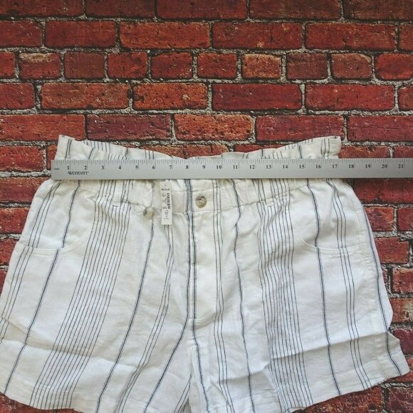 New Madewell Women's Paperbag Shorts Linen Cotton Stripes  High Rise Fashion  XL - Picture 9 of 12